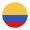 Colombia flag in circle on white background.